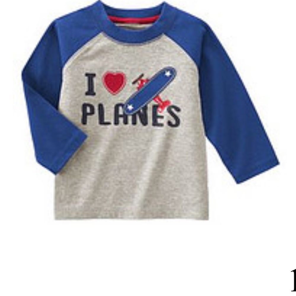 Gymboree 2008 I heart planes long sleeve raglan tee Valentine’s Day Size 2T